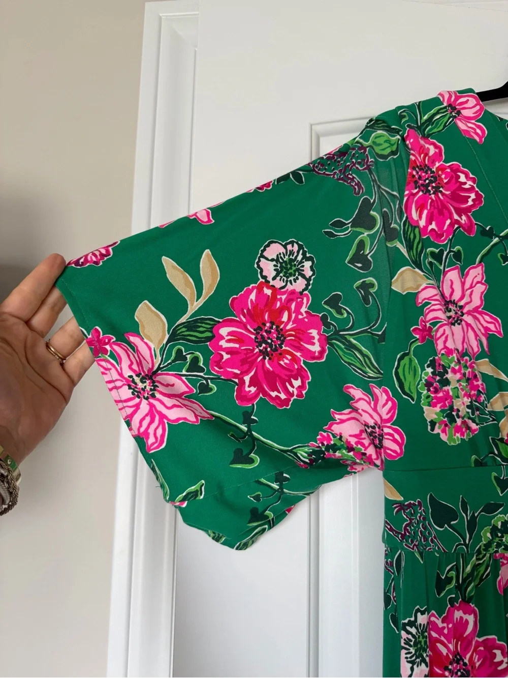 Lilly Pulitzer Roselle Maxi Dress Green & pink sz 16 - Picture 2 of 4